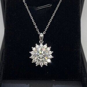 Huge Moissanite Diamond Pendant Necklace 5 Carat S925 Chain